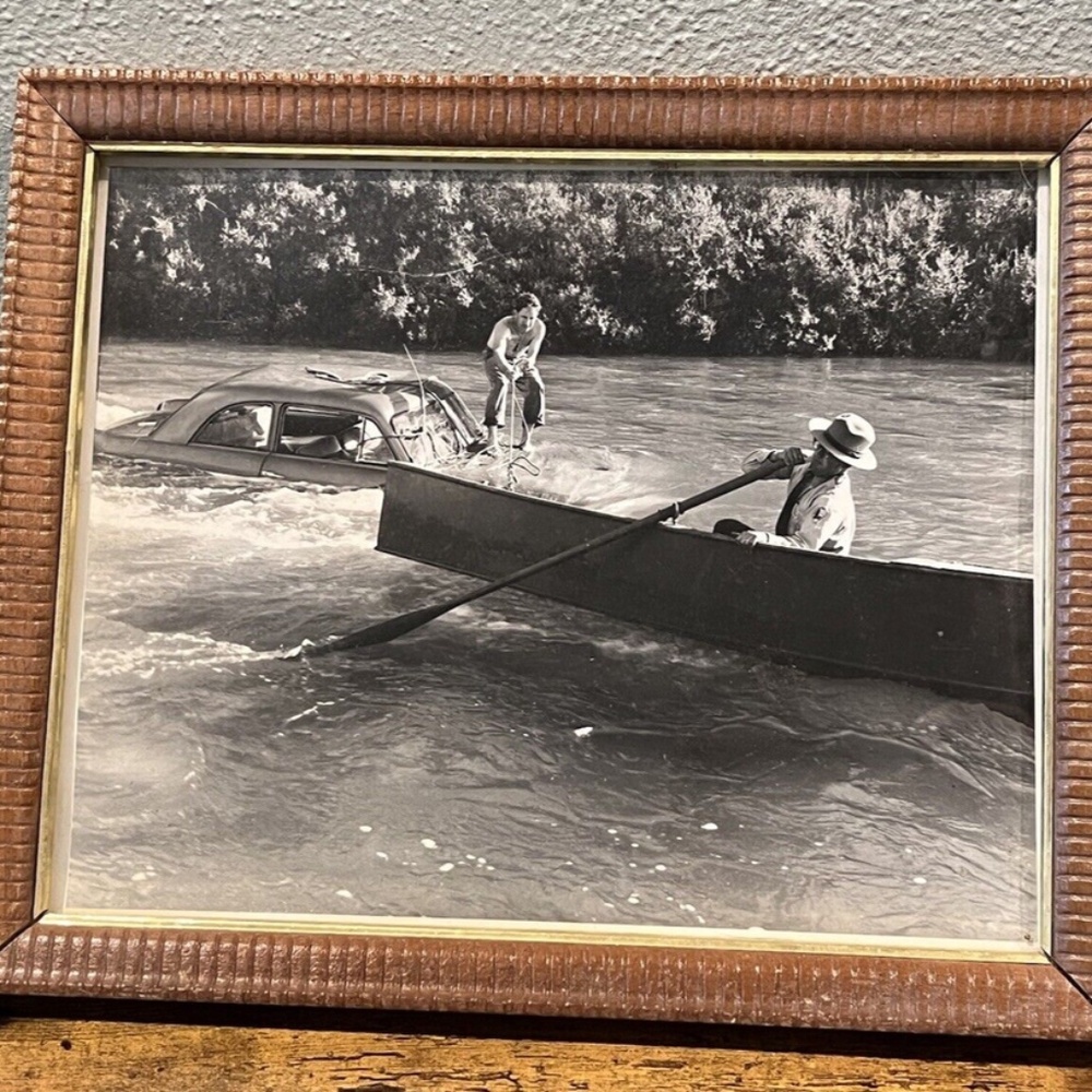 Vintage Photo Police Harbor Rescue Patrol Boat Policeman Cop Uniform Man